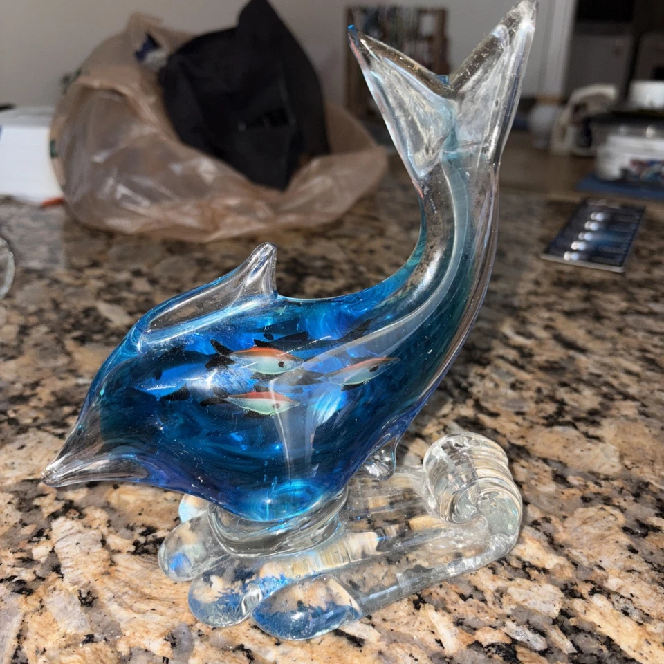 Murano Italy Large Vibrant 6 Fish Tank Aquarium Glass Sculpture Paperweight - Image 3 of 4
