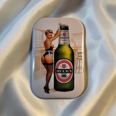 Beck s Bier Retro Werbung Kühlschrankmagnet Pin-Up Stil 80er90er Magnet