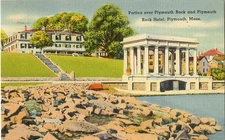 Massachusetts ~ PLYMOUTH ROCK HOTEL PORTICO OVER PLYMOUTH ROCK ~ Postcard 20408