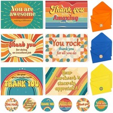 Employee Appreciation Thank you Cards with Envelopes Stickers 24pcs, Coloful