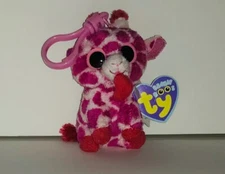 TY JUNGLELOVE GIRAFFE BEANIE BOOS 3” KEY CLIP NEW, PURPLE TAG, RETIRED-HTF-CUTE