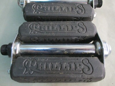Ancien pédale plume Raleigh vélo Phillips acier chromé essieu