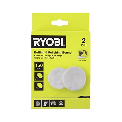 RYOBI - Set di 2 tappi (1 cuffia per lucidatura 150 mm e 1 cuffia in (d3h)