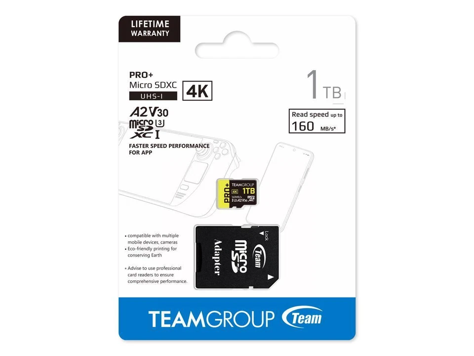 Team 1TB Pro+ microSDHC UHS-I/U3 Class 10 Memory Card with Adapter, compatible w - Image 4 of 4
