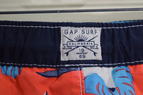 Gap Kids BOYS 8 M Neon Orange Swim Shorts Trunks Sea Creature Sharks K315z - Picture 3 of 10