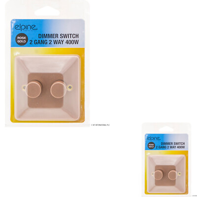 ROSÉGOLD EINZEL LICHT DIMMER SCHALTER 2 GANG 2 WEGE EIN/AUS BEFESTIGUNGSSCHRAUBE HAUSSTROM
