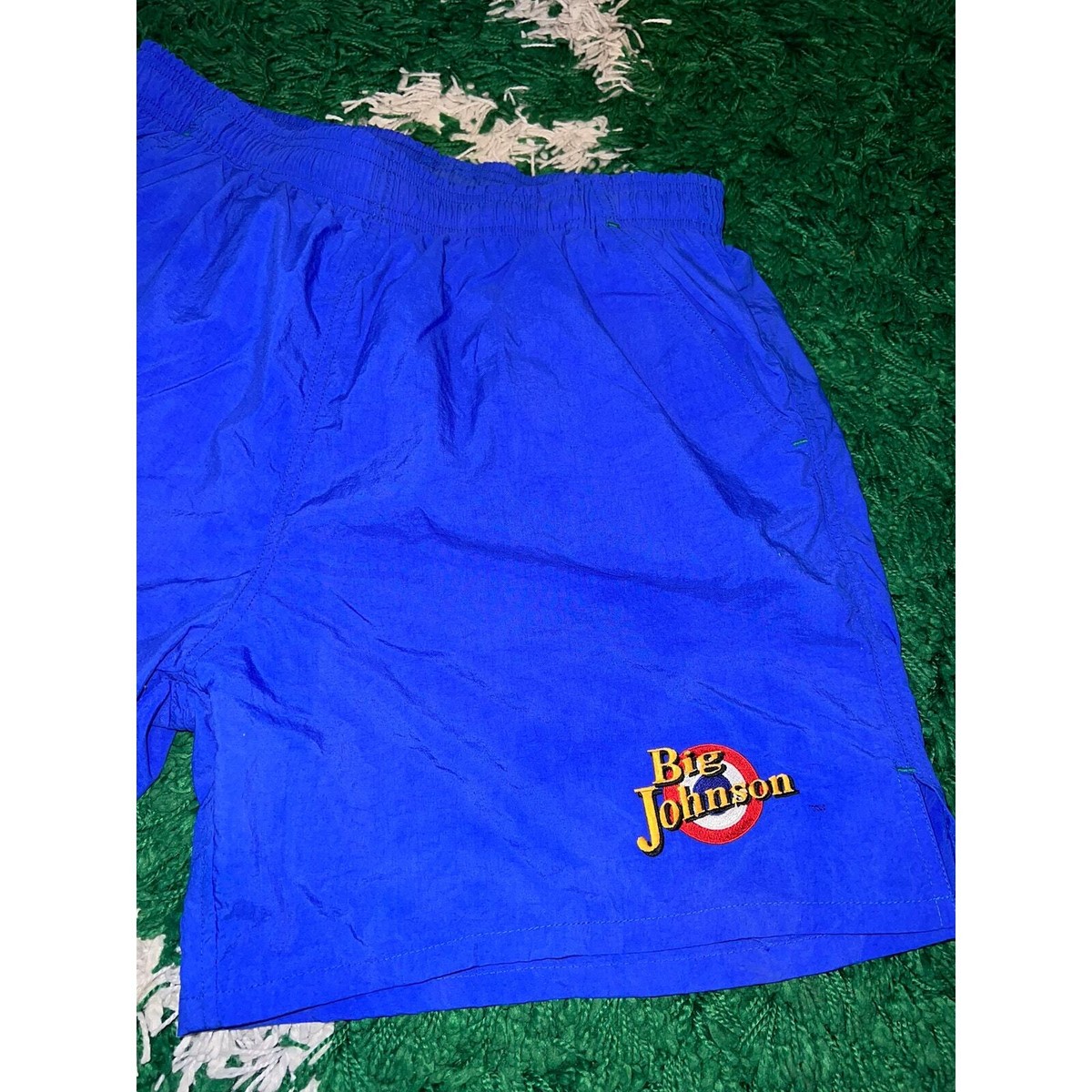 Vintage Big Johnson Nylon Blue Shorts Bottoms VTG L Large