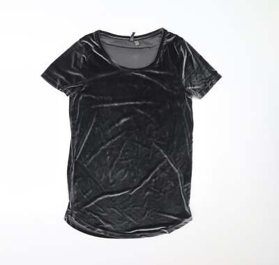 Asos Damen T-Shirt Silber Polyestermischung Größe M