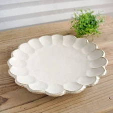 Mino Yaki Kaneko Kohyo Rinka plate 27cm White