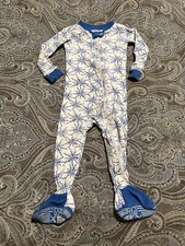 BURTS BEES Blue snowflakes Baby Footed Pajama Organic Cotton 6-9 Months