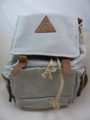 Akaba Cotton Fabric Gray Backpack Handwoven Handcrafted Pockets in & out