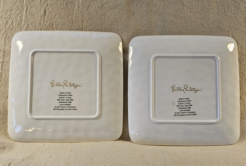 LILLY PULITZER "Sway With Me" Plate Set (2) Square Melamine Coastal Ocean Sea - Picture 5 of 9