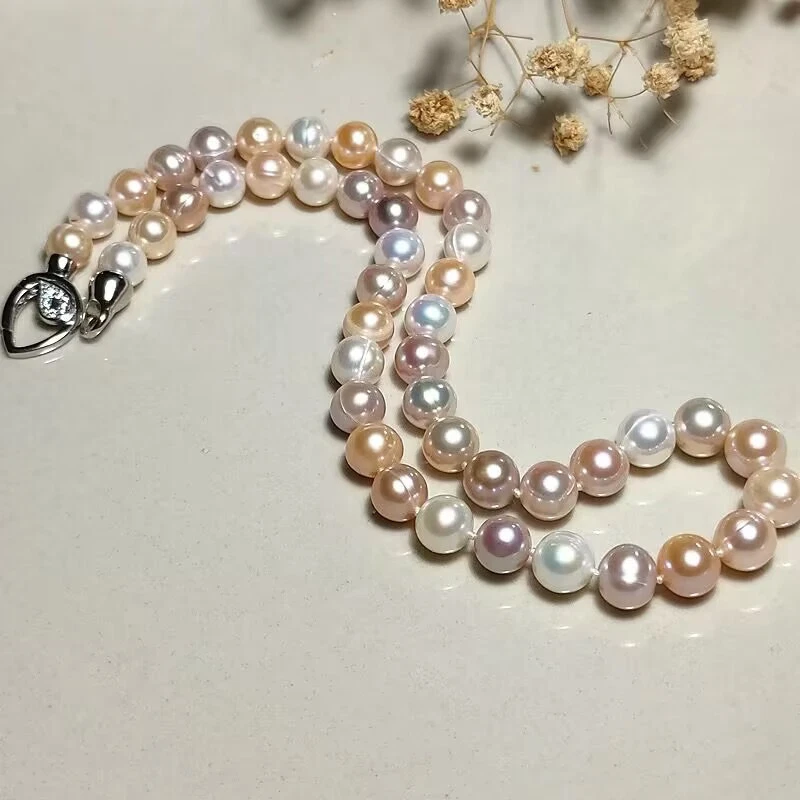 elegant 10-11mm south sea baroque multicolor pearl necklace 17inch 925s - Image 3 of 3