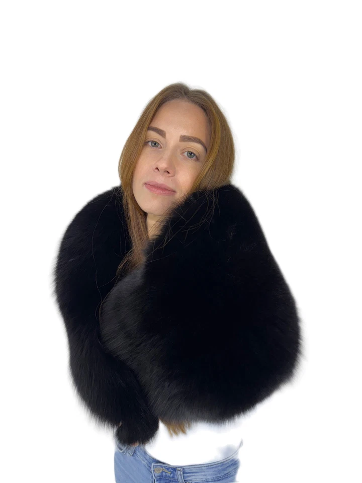 Fox Fur Shawl 47" (120cm) Saga Furs Stole Big Fur Scarf Extra Wide Fur Wrap - Image 2 of 4