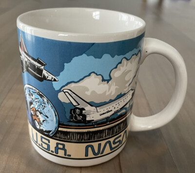 Vintage NASA Spaceport Mug 1987 Karol Western Space Shuttle Ship Funky Handle