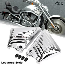 Motorcycle Louvered Chrome Airbox Frame Neck Side Covers For Harley V-Rod 02-06