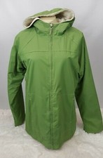 Izod Jacket Women Size M Snow Winter Reversible Polyester Fleece Green/white