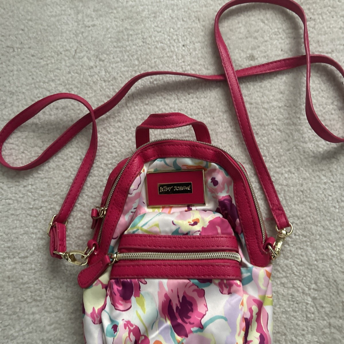 Betsey Johnson Pink Velvet Mini Backpack Betsey Johnson Baby