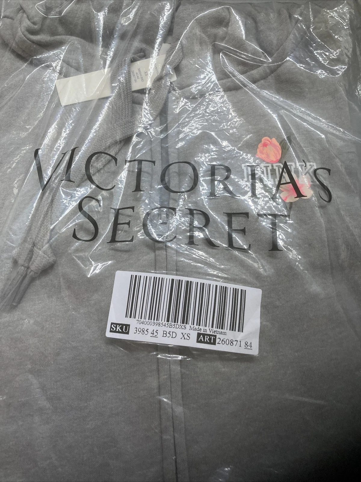 UNDERCOVER Felpa con cappuccio e zip intera nuova con etichetta Victoria’s Secret ROSA Everyday Lounge perfetta XS