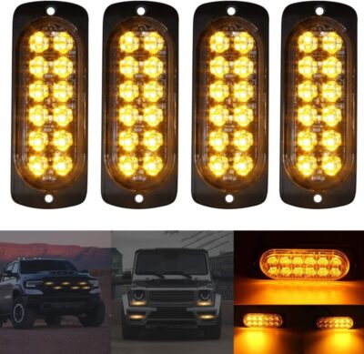4x Auto 12LED Frontblitzer Warnleuchten Blitzlicht Strobe Leuchte 12/24V LKW DHL