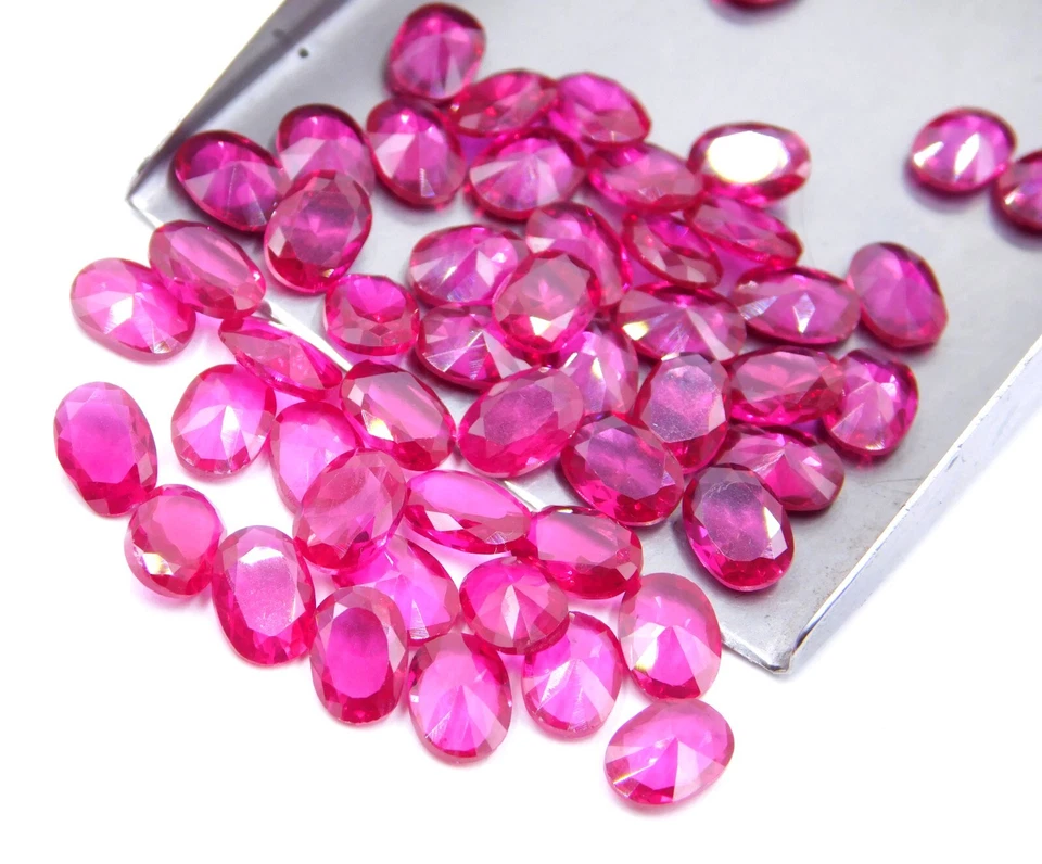 Lab Created Imitation Ruby Oval Cut Lot Loose Gemstone 5x7 MM For Jewelry P-3079 - Image 3 of 4