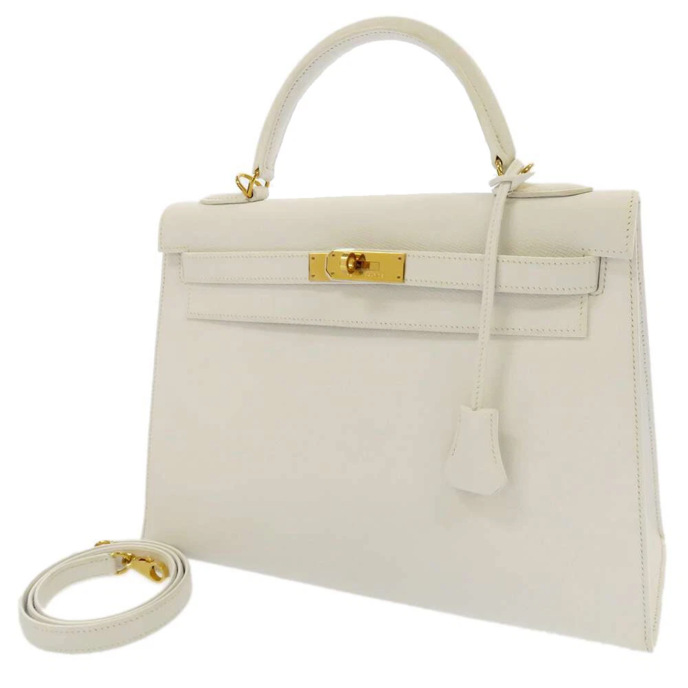 HERMES Kelly Sellier Size 32 Epsom White