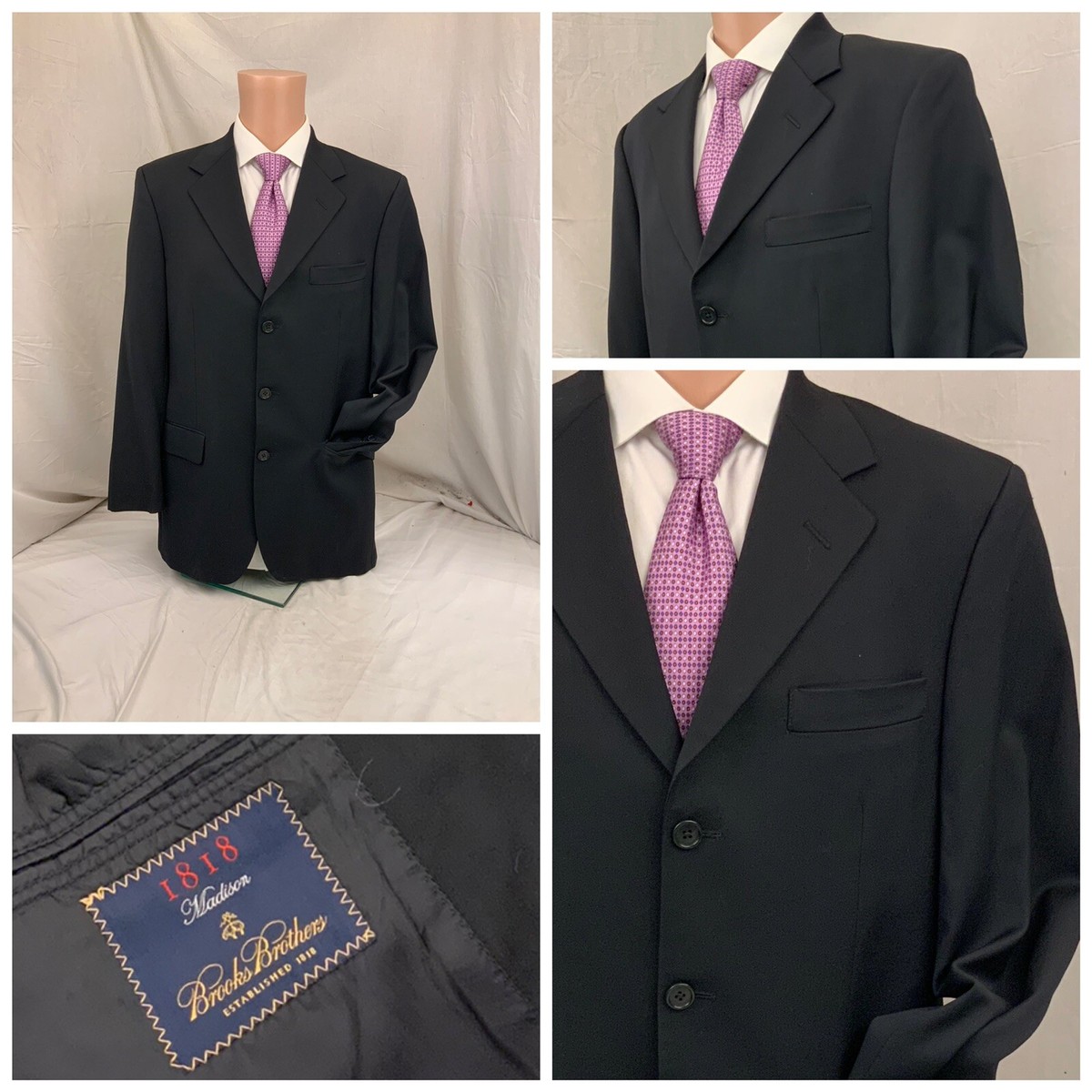 Brooks Brothers Madison Blazer 39R Black Wool 3B1V USA Mint YGI S2 