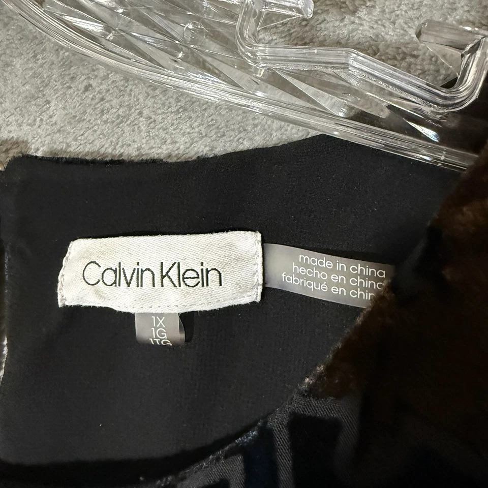 Calvin Klein 1X Top Negro Terciopelo Burnout Floral Boho Capricho Fiesta Fairycore Foto 3 de 4