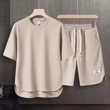 Conjunto De Dos Piezas Para Hombre Camiseta Y Pantalones Cortos Sueltos Verano