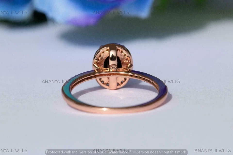 2ct Oval Cut Spinel Lab-Created Solitaire With Accents Ring 14K Rose Gold Plated - Image 3 of 4