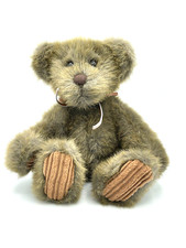 First  Main Minky Schminky Plush Teddy Bear Stuffed Animal Leather Bow 8"