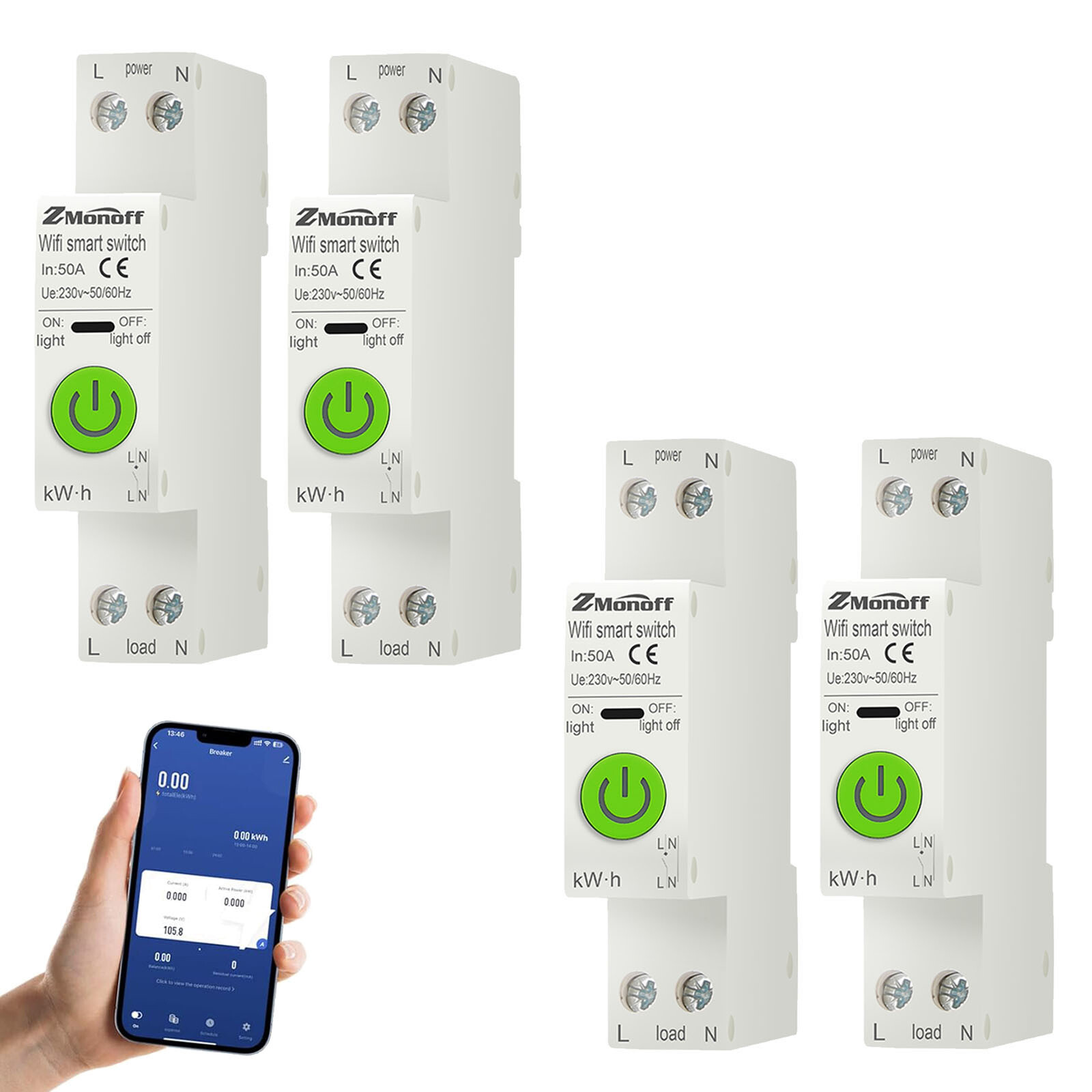 Smart WiFi Circuit Breaker with Energy Meter & Timer for Home H1Y5  