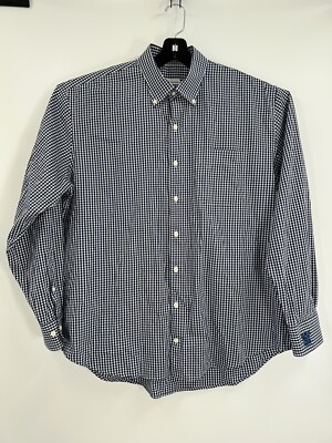 Peter Millar Long Sleeve Shirt Mens Size XL Navy Checkered Soft Cotton Silk
