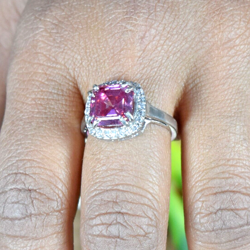Anillo de plata esterlina 925 maciza con diamantes rosas naturales VVS1 de 3,8 quilates certificado - Imagen 7 de 12