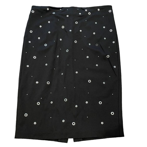 Jupe Neuve Avec étiquette Carmen Marc Valvo - Taille M, Ligne A, Bleu Royal Et Noir, Stretch