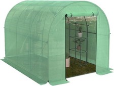9.6x6.5x6.4 FT Large Walk-In Greenhouse Waterproof PE Cover Zipper Door