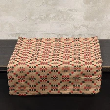 New Primitive Christmas WOVEN RED GREEN COVERLET TABLE RUNNER Topper 56"