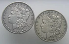 2x 1889 U S Silver Morgan Dollar $1 Coins 90% Silver