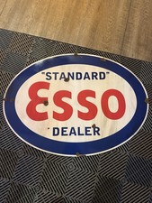 Antique Style Porcelain Look Esso Standard Oil Dealer Service Gas Station Sign