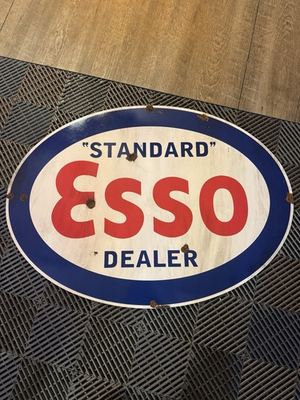 #ad #ad Antique style porcelain look Esso Standard Oil dealer service gas station Sign $185.00