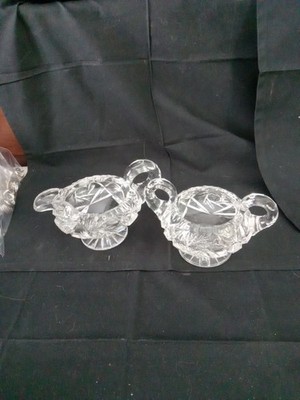 Antique American Brilliant Period cut Crystal creamer + sugar set 1876-1917
