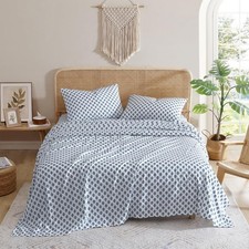 - Queen Size Sheet Set, 4-Piece Boho Medallion Patterned Bedding, Soft  Wrin...