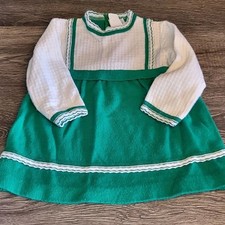Vtg Winnie The Pooh Green  White Dress Sears Baby Girl M 12-24 month/ 21-26 Lbs