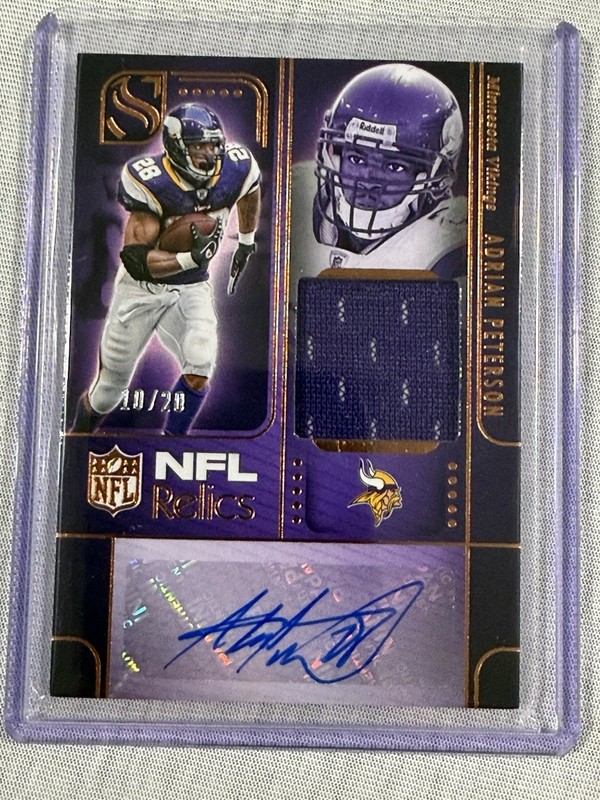Adrian Peterson 2025 Panini Silhouette NFL Relics Patch Auto /20 Vikings 🔥🔥🔥