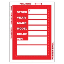Versa-Tags Kleer-bak Stock Stickers 100 Stickers, Red 