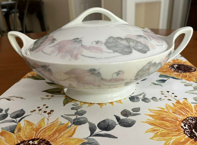 SAXONY Fraureuth Germany Casserole Serving Dish Porcelain w/Lid Stew Soup Meat