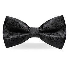 Mens Pre-tied Paisley Bow Tie for Wedding Party Adjustable Bowties Black