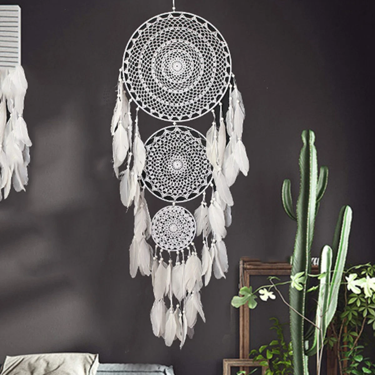 2X Extra Boho Dream Catcher with 3 Circles Macrame Hanging2413