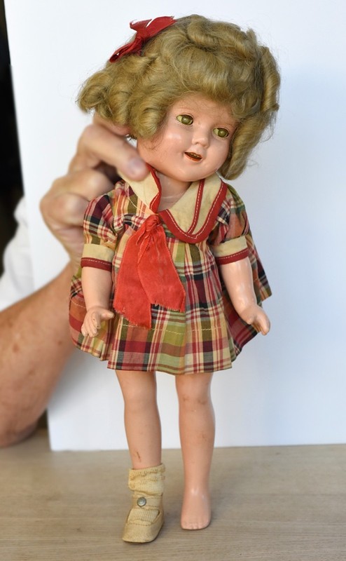 1930's 14 inch Ideal Shirley Temple Composition Doll in Tag Lollypop Dress