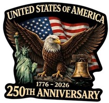 USA 250th Anniversary Vinyl Sticker 2-Pack   Patriotic Eagle  Statue of